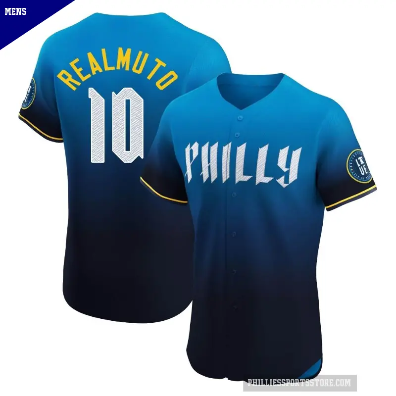 Men's No.10 J.T. Realmuto Philadelphia Phillies Blue Elite 2024 City Connect Jersey
