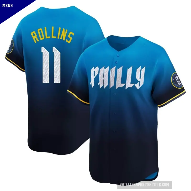 Men's No.11 Jimmy Rollins Philadelphia Phillies Blue Limited 2024 City Connect Jersey