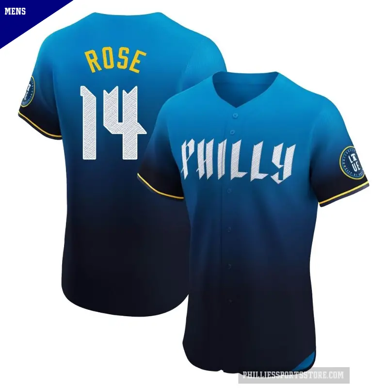 Men's No.14 Pete Rose Philadelphia Phillies Blue Elite 2024 City Connect Jersey