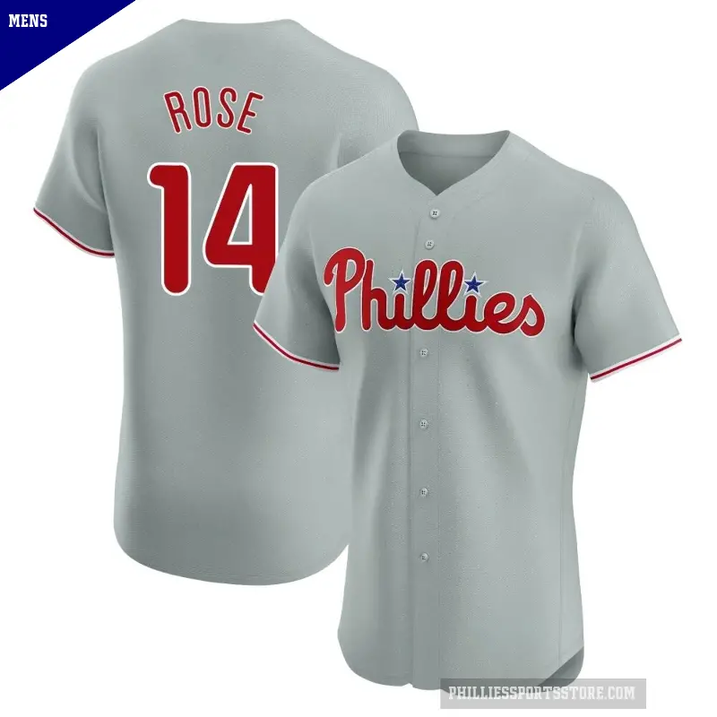 Men's No.14 Pete Rose Philadelphia Phillies Gray Elite Road Jersey