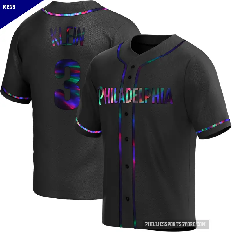 Men's No.3 Chuck Klein Philadelphia Phillies Black Replica Holographic Alternate Jersey