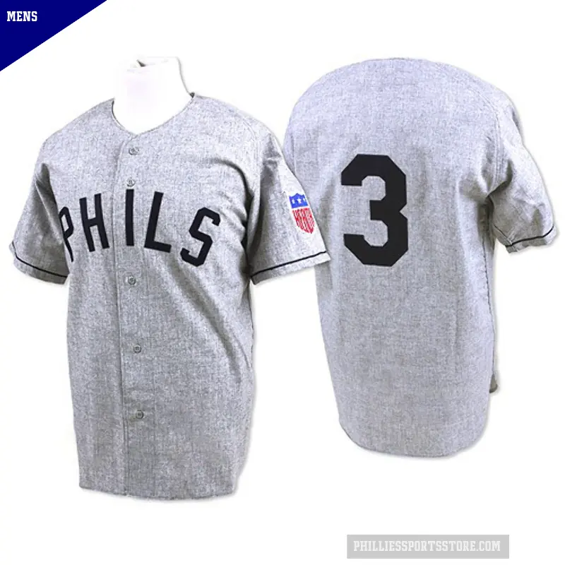Men's No.3 Chuck Klein Philadelphia Phillies Grey Authentic 1942 Throwback Jersey