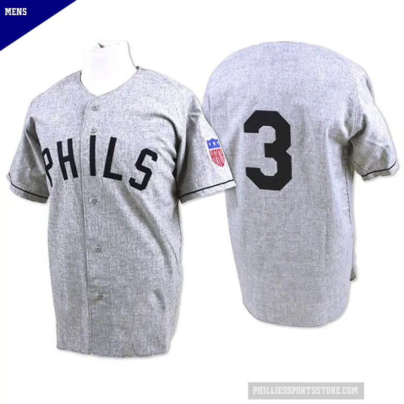Men's No.3 Chuck Klein Philadelphia Phillies Grey Replica 1942 Throwback Jersey