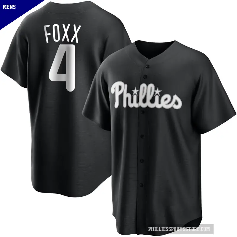 Men's No.4 Jimmy Foxx Philadelphia Phillies Black/White Replica Jersey