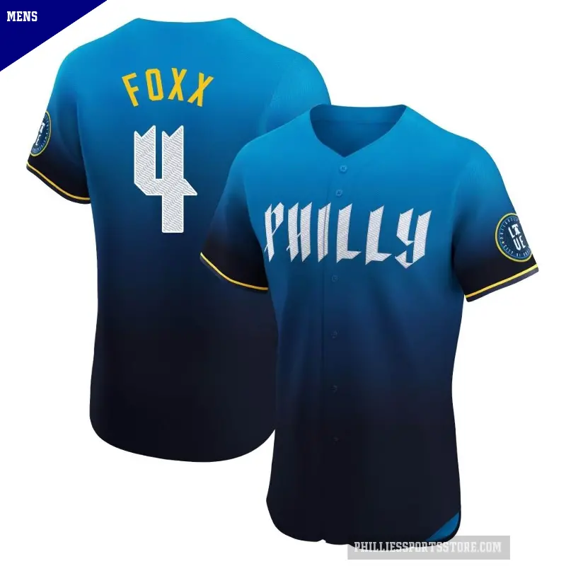 Men's No.4 Jimmy Foxx Philadelphia Phillies Blue Elite 2024 City Connect Jersey