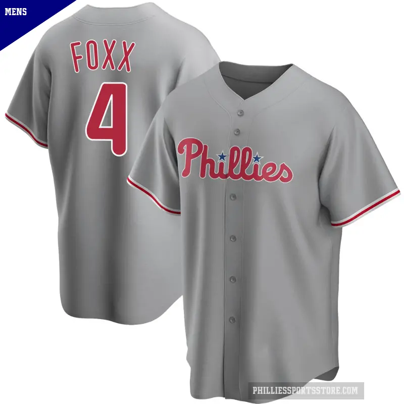 Men's No.4 Jimmy Foxx Philadelphia Phillies Gray Replica Road Jersey