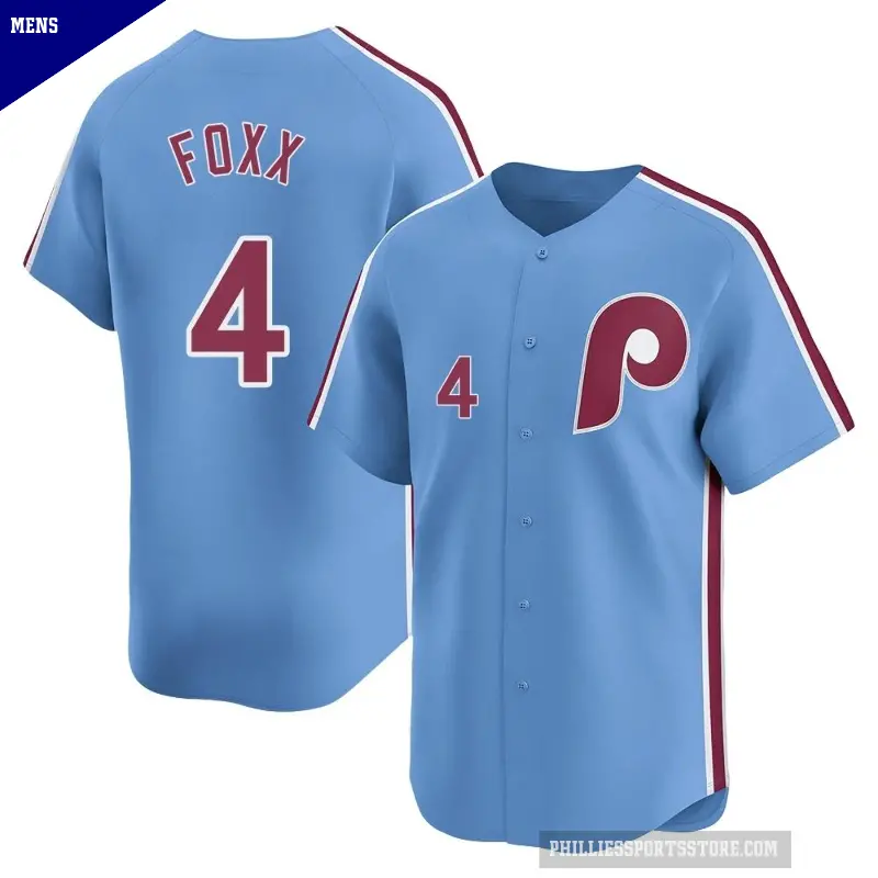 Men's No.4 Jimmy Foxx Philadelphia Phillies Light Blue Limited Alternate Jersey