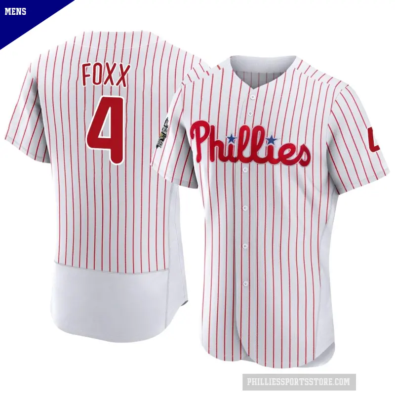 Men's No.4 Jimmy Foxx Philadelphia Phillies White Authentic 2022 World Series Home Jersey