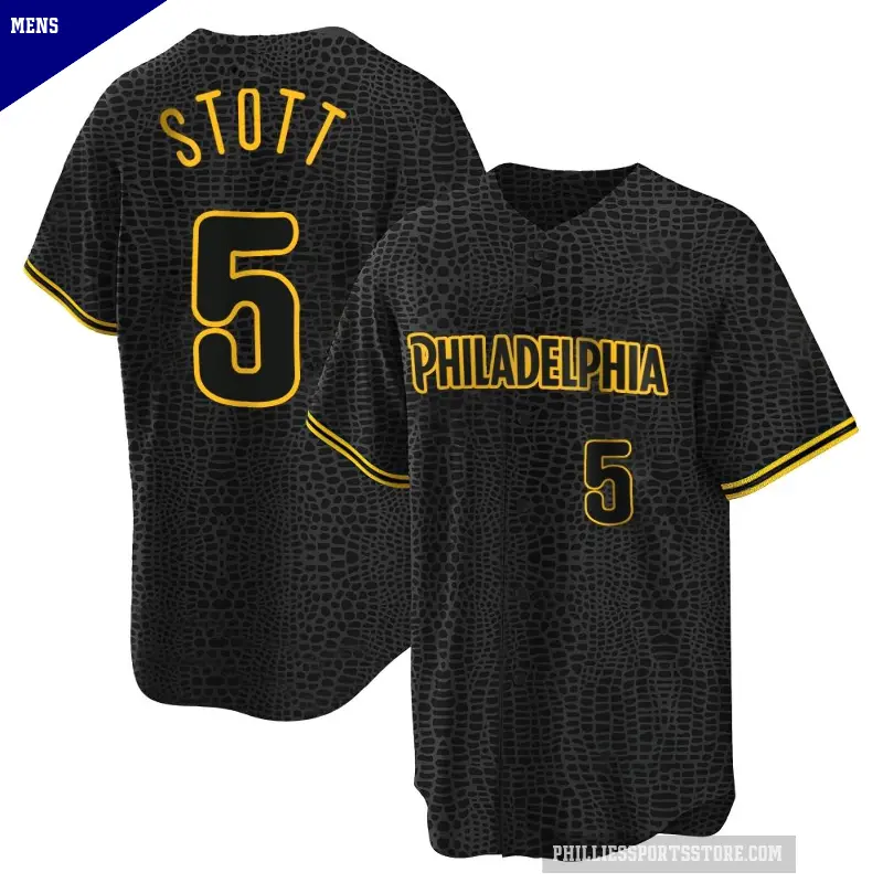 Men's No.5 Bryson Stott Philadelphia Phillies Black Replica Snake Skin City Jersey