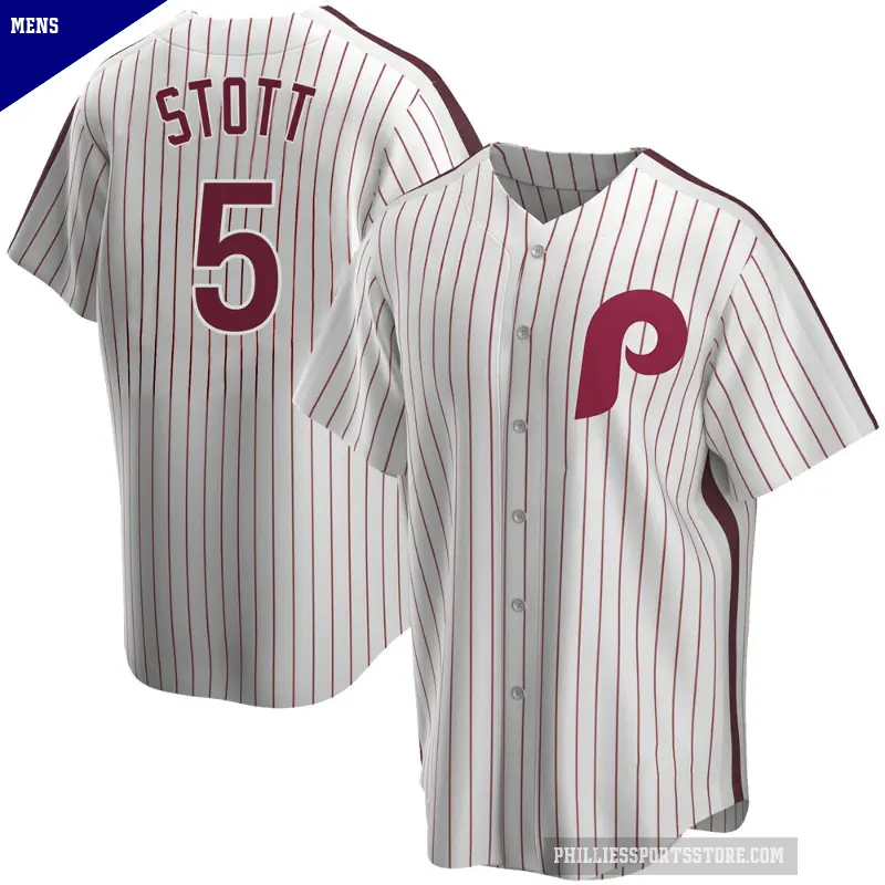 Men's No.5 Bryson Stott Philadelphia Phillies White Replica Home Cooperstown Collection Jersey