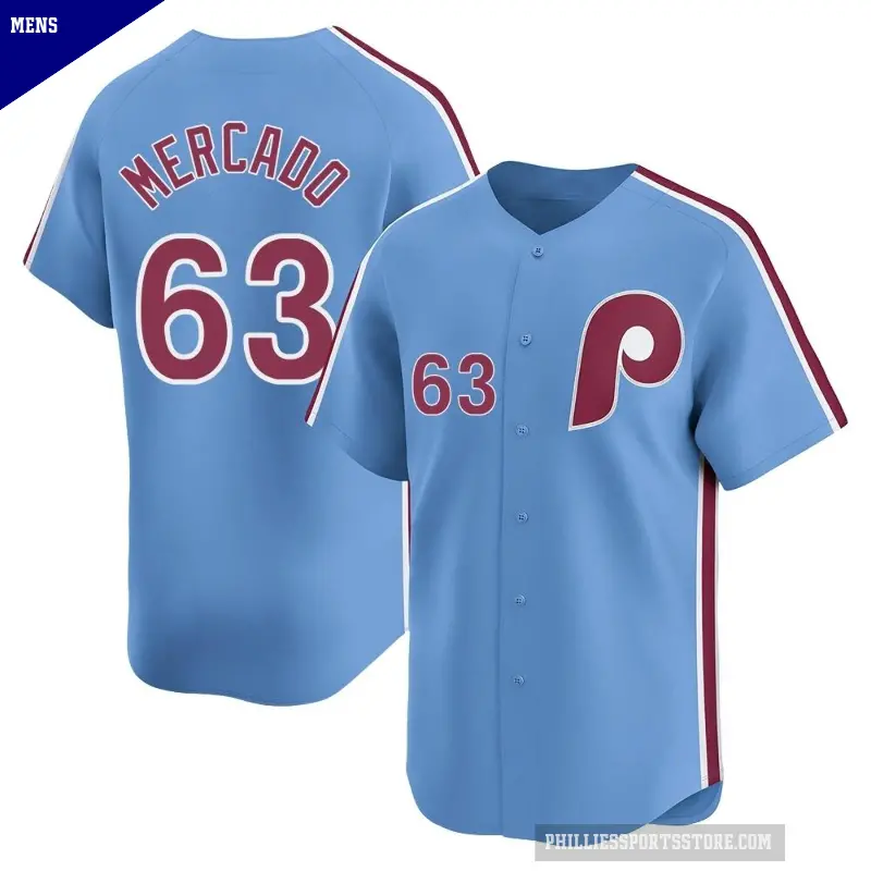 Men's No.63 Michael Mercado Philadelphia Phillies Light Blue Limited Alternate Jersey