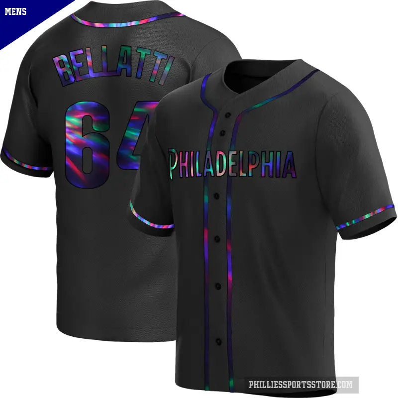 Men's No.64 Andrew Bellatti Philadelphia Phillies Black Replica Holographic Alternate Jersey