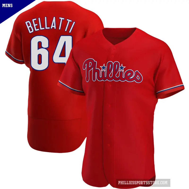 Men's No.64 Andrew Bellatti Philadelphia Phillies Red Authentic Alternate Jersey