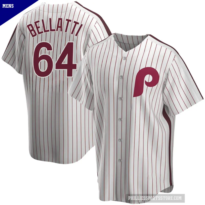 Men's No.64 Andrew Bellatti Philadelphia Phillies White Replica Home Cooperstown Collection Jersey