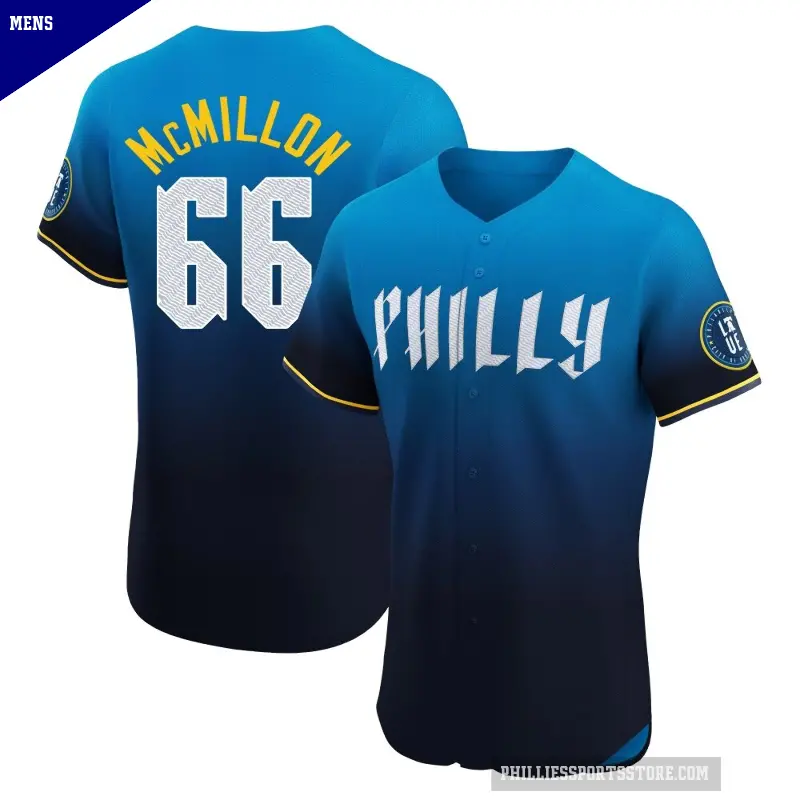 Men's No.66 John McMillon Philadelphia Phillies Blue Elite 2024 City Connect Jersey