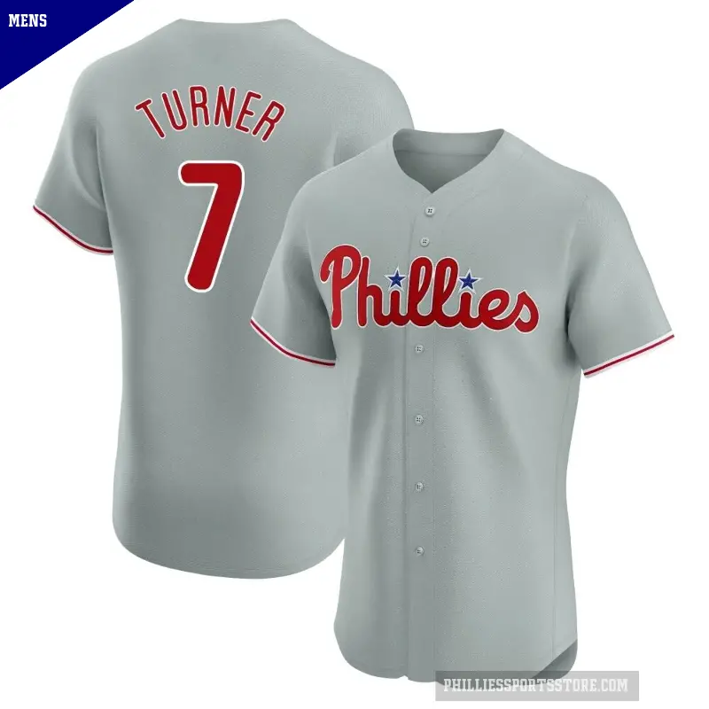 Men's No.7 Trea Turner Philadelphia Phillies Gray Elite Road Jersey