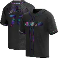 Men's No.74 Ronald Torreyes Philadelphia Phillies Black Replica Holographic Alternate Jersey