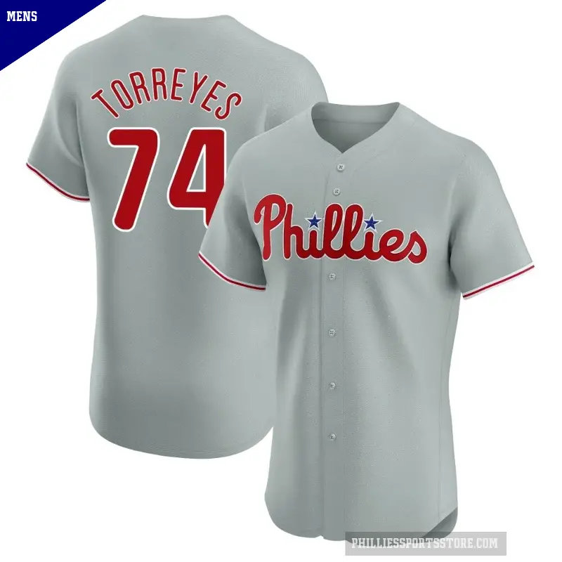 Men's No.74 Ronald Torreyes Philadelphia Phillies Gray Elite Road Jersey