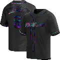 Men's No.8 Jim Eisenreich Philadelphia Phillies Black Replica Holographic Alternate Jersey
