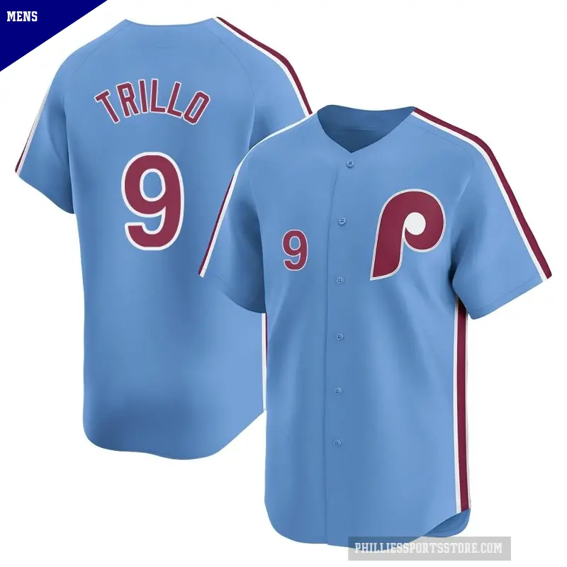 Men's No.9 Manny Trillo Philadelphia Phillies Light Blue Limited Alternate Jersey
