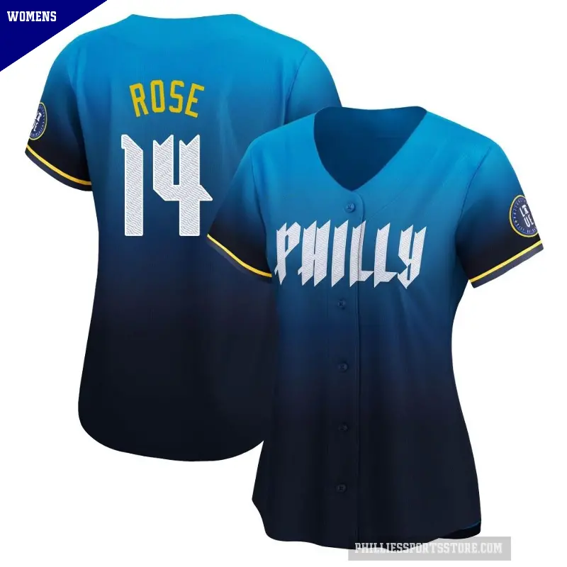 Women's No.14 Pete Rose Philadelphia Phillies Blue Limited 2024 City Connect Jersey