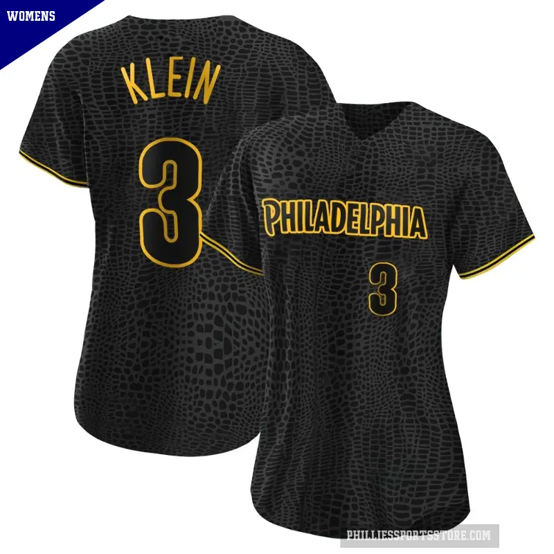Women's No.3 Chuck Klein Philadelphia Phillies Black Authentic Snake Skin City Jersey