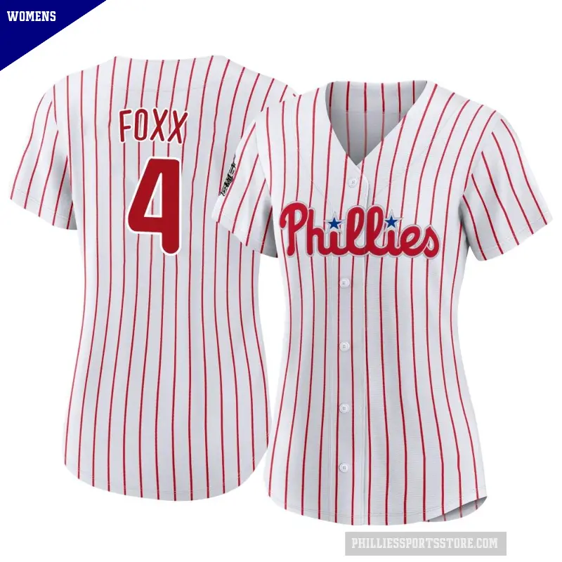 Women's No.4 Jimmy Foxx Philadelphia Phillies White Authentic 2022 World Series Home Jersey