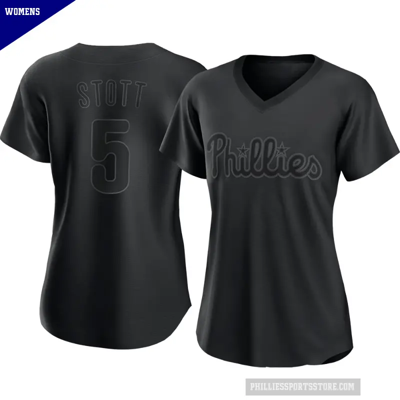 Women's No.5 Bryson Stott Philadelphia Phillies Black Authentic Pitch Fashion Jersey