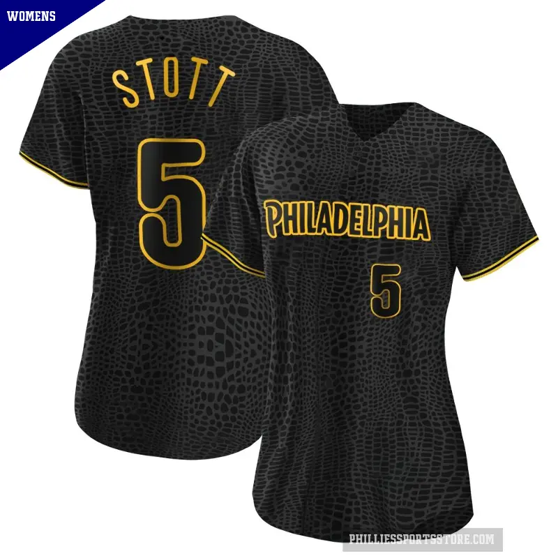 Women's No.5 Bryson Stott Philadelphia Phillies Black Authentic Snake Skin City Jersey