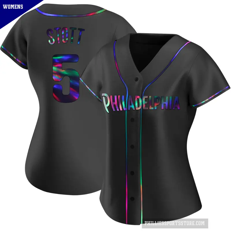 Women's No.5 Bryson Stott Philadelphia Phillies Black Replica Holographic Alternate Jersey