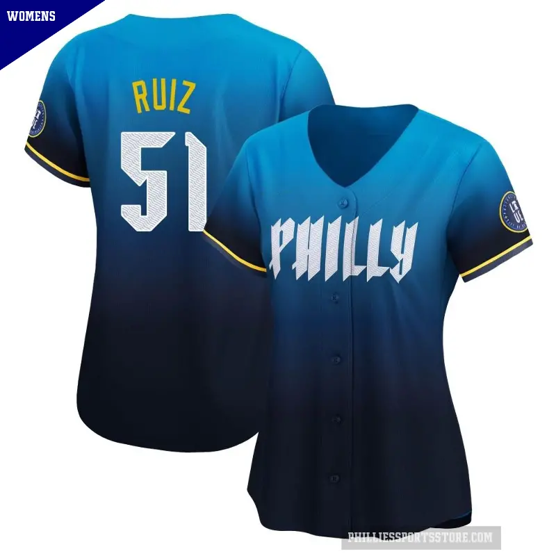 Women's No.51 Carlos Ruiz Philadelphia Phillies Blue Limited 2024 City Connect Jersey
