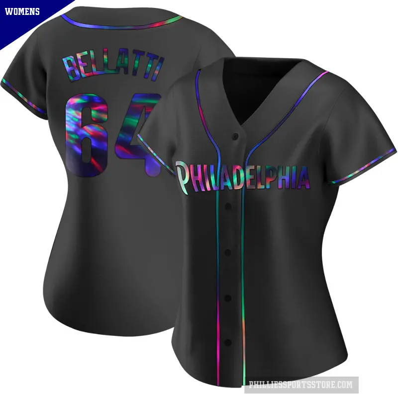 Women's No.64 Andrew Bellatti Philadelphia Phillies Black Replica Holographic Alternate Jersey