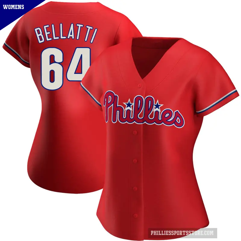 Women's No.64 Andrew Bellatti Philadelphia Phillies Red Authentic Alternate Jersey