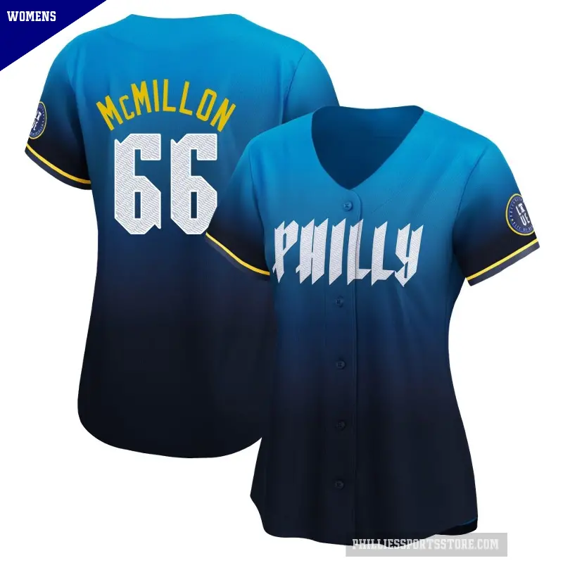Women's No.66 John McMillon Philadelphia Phillies Blue Limited 2024 City Connect Jersey
