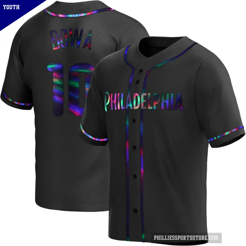 Youth No.10 Larry Bowa Philadelphia Phillies Black Replica Holographic Alternate Jersey