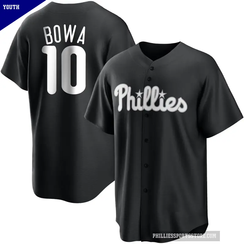 Youth No.10 Larry Bowa Philadelphia Phillies Black/White Replica Jersey