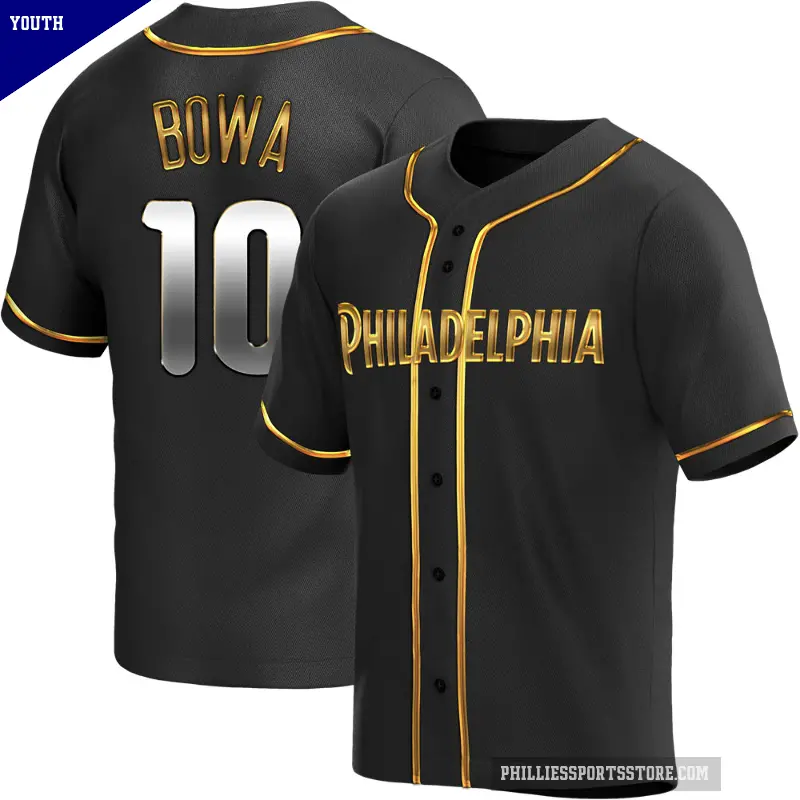 Youth No.10 Larry Bowa Philadelphia Phillies Gold Replica Black en Alternate Jersey