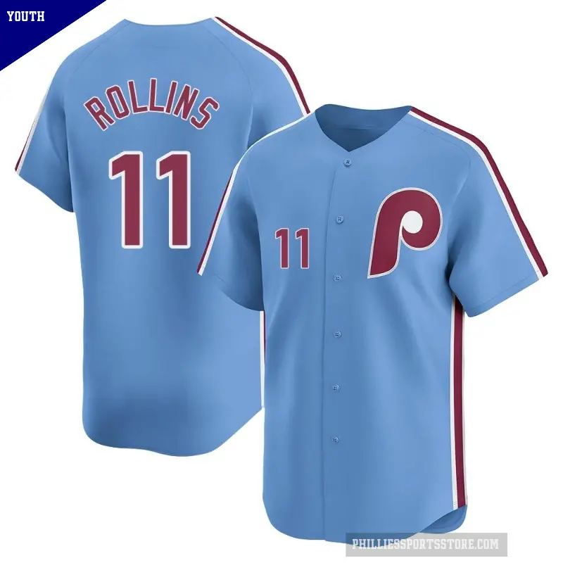 Youth No.11 Jimmy Rollins Philadelphia Phillies Light Blue Limited Alternate Jersey