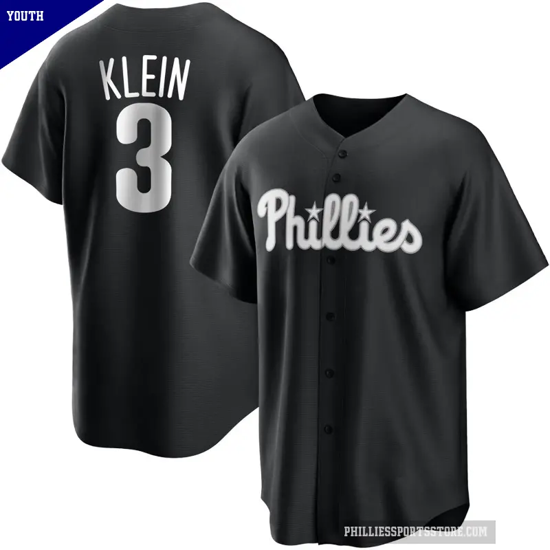 Youth No.3 Chuck Klein Philadelphia Phillies Black/White Replica Jersey