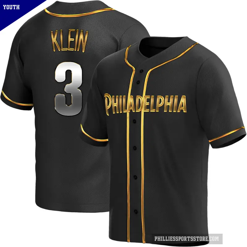 Youth No.3 Chuck Klein Philadelphia Phillies Gold Replica Black en Alternate Jersey