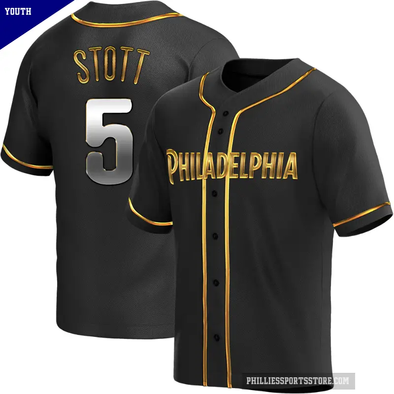 Youth No.5 Bryson Stott Philadelphia Phillies Gold Replica Black en Alternate Jersey