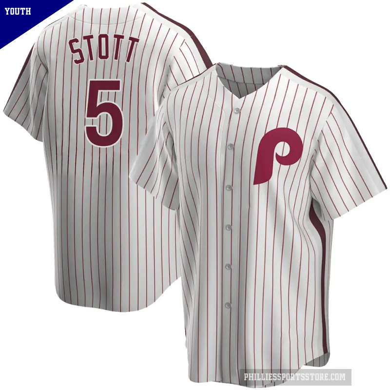 Youth No.5 Bryson Stott Philadelphia Phillies White Replica Home Cooperstown Collection Jersey