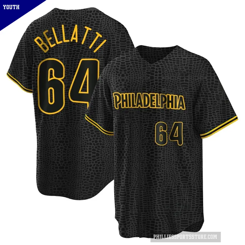Youth No.64 Andrew Bellatti Philadelphia Phillies Black Replica Snake Skin City Jersey