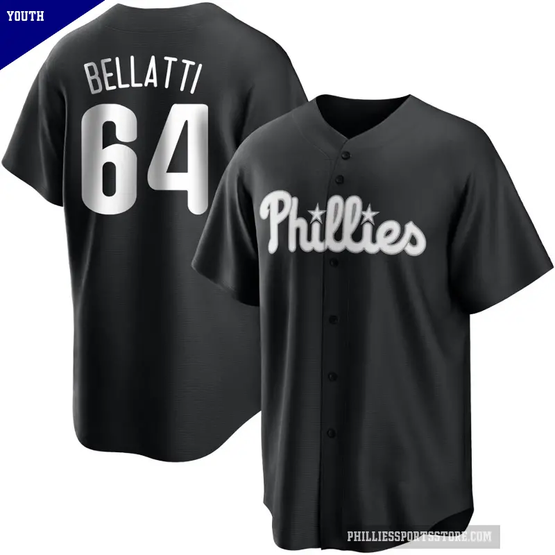 Youth No.64 Andrew Bellatti Philadelphia Phillies Black/White Replica Jersey