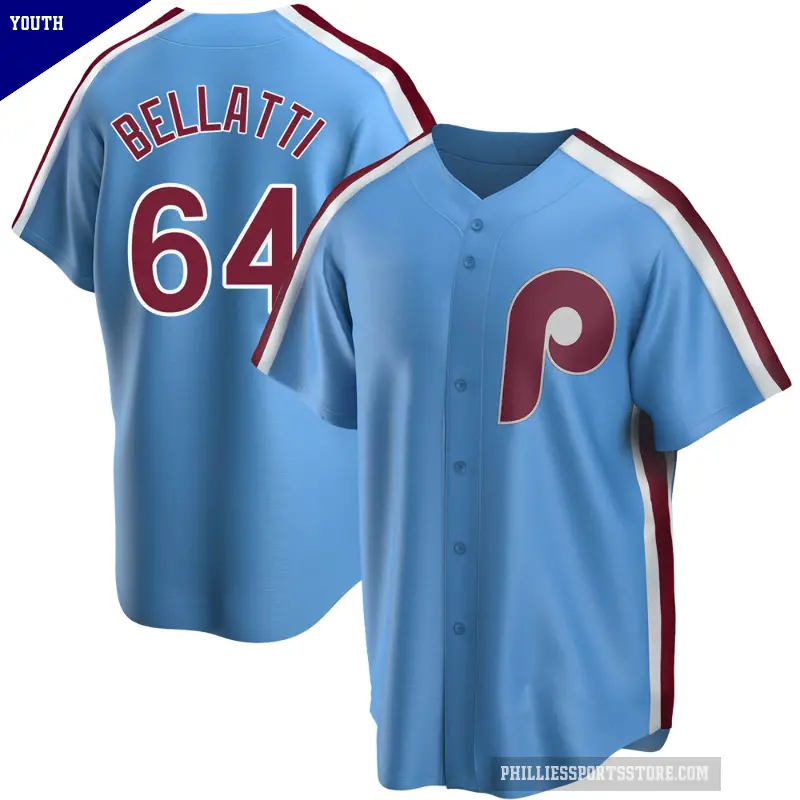 Youth No.64 Andrew Bellatti Philadelphia Phillies Light Blue Replica Road Cooperstown Collection Jersey