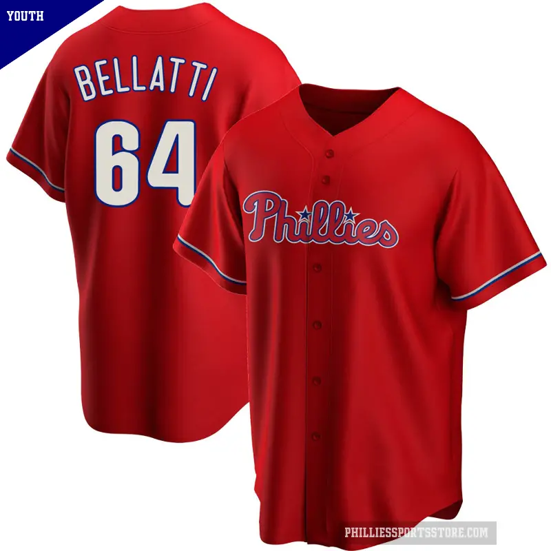 Youth No.64 Andrew Bellatti Philadelphia Phillies Red Replica Alternate Jersey