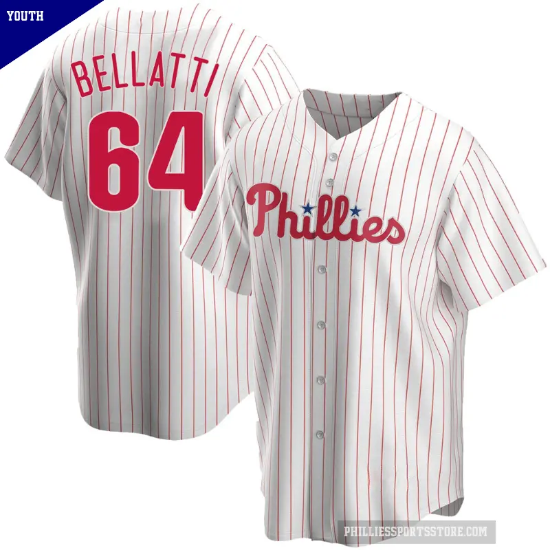 Youth No.64 Andrew Bellatti Philadelphia Phillies White Replica Home Jersey