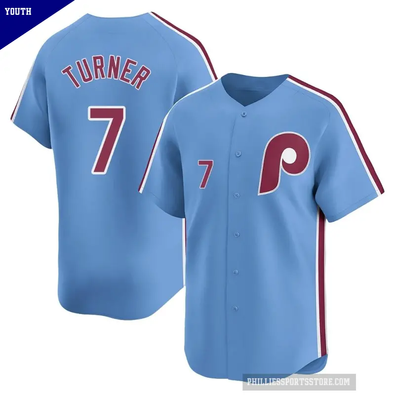Youth No.7 Trea Turner Philadelphia Phillies Light Blue Limited Alternate Jersey