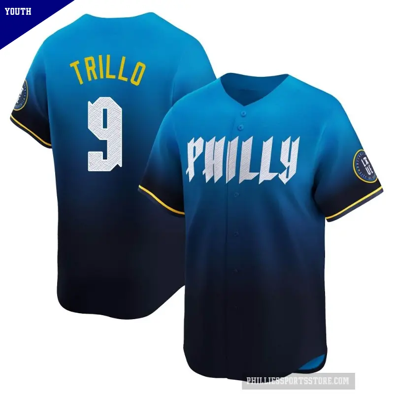 Youth No.9 Manny Trillo Philadelphia Phillies Blue Limited 2024 City Connect Jersey